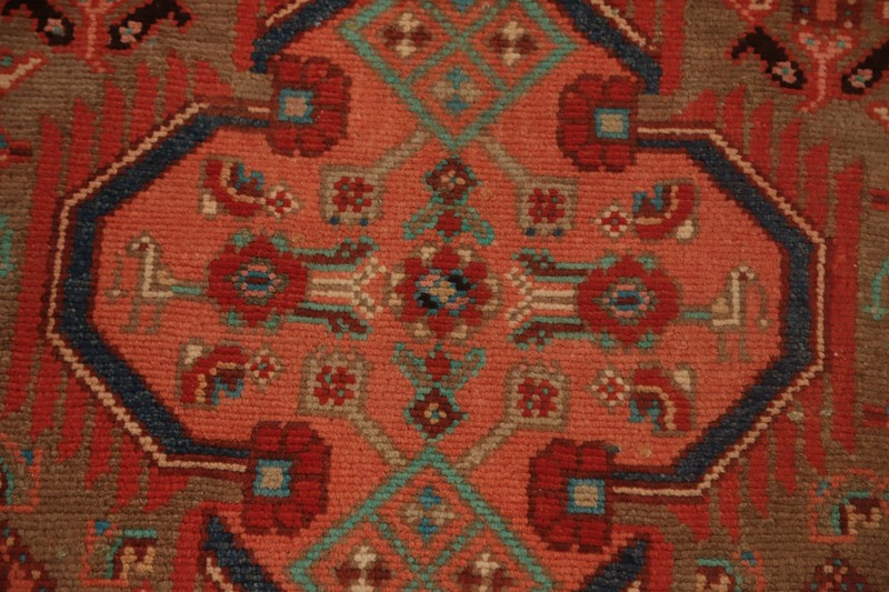 Geometric Brown/ Orange Traditional Narrow/ 10 ft Runner Handmade Rug 3x10 gallery