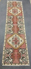 Red Turkish Vintage Runner, 1.5×5.6ft, Antique Handmade Runner, Unique Runner