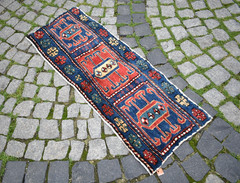 Antique Kurdish Bag Face Rug 47” x 16” Caucasian Collectors Item Bag Face Rug