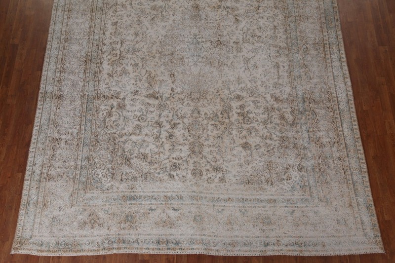 Muted Semi-Antique Distressed Kirman Living Room Rug 9x13 Handmade Wool Carpet gallery