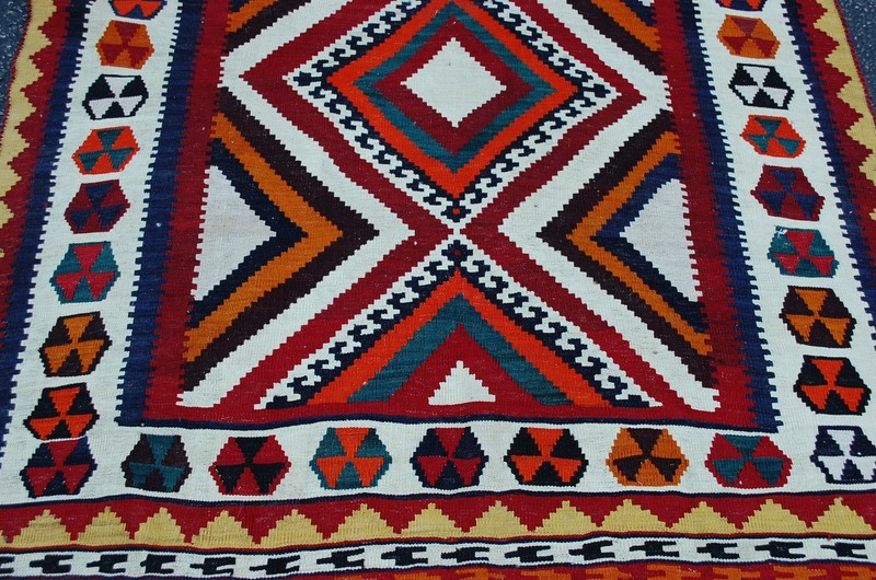 OLD,ANTIQUE CAUCASIAN,KAZAK,SHIRVAN ORIENTAL KILIM RUG 5'3" x 19'9" FULL COLOR gallery
