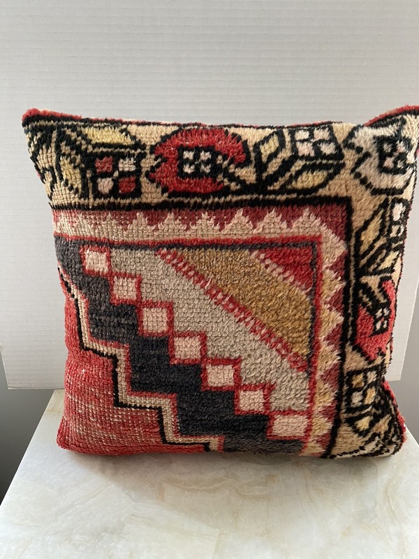 Vintage Tribal Kilim Pillow Cover With Cotton Zippered Backing gallery