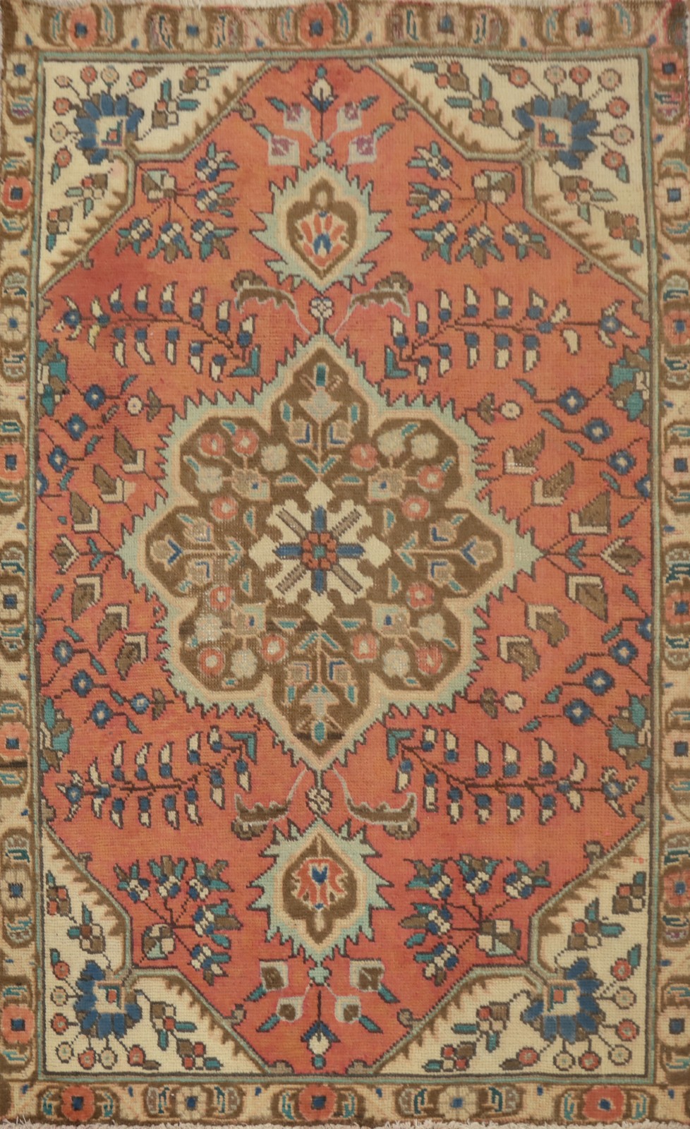 Orange Vintage Traditional Handmade Wool Floral Accent Rug 3x5 ft for Foyer gallery