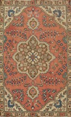 Orange Vintage Traditional Handmade Wool Floral Accent Rug 3×5 ft for Foyer