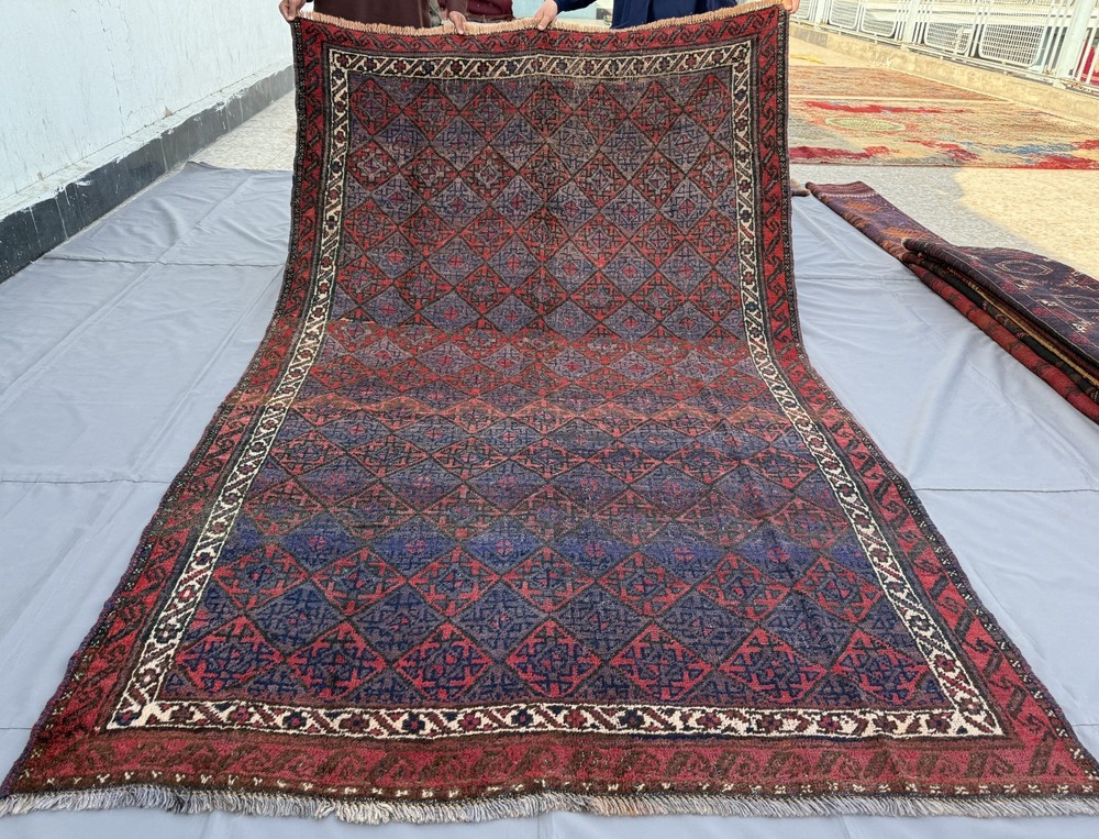 1940s Antique Afghan Baluchi Rug 6x9 Hand Knotted Persian Style Oriental Carpet