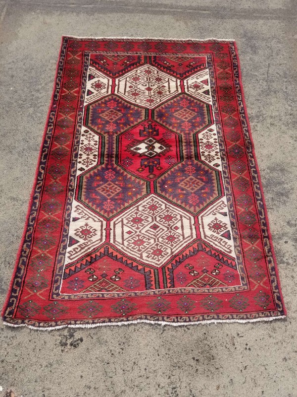 Distressed Authentic Hand Knotted Vintage Afghan Turkmen Wool Area Rug 5.7x3.9ft gallery