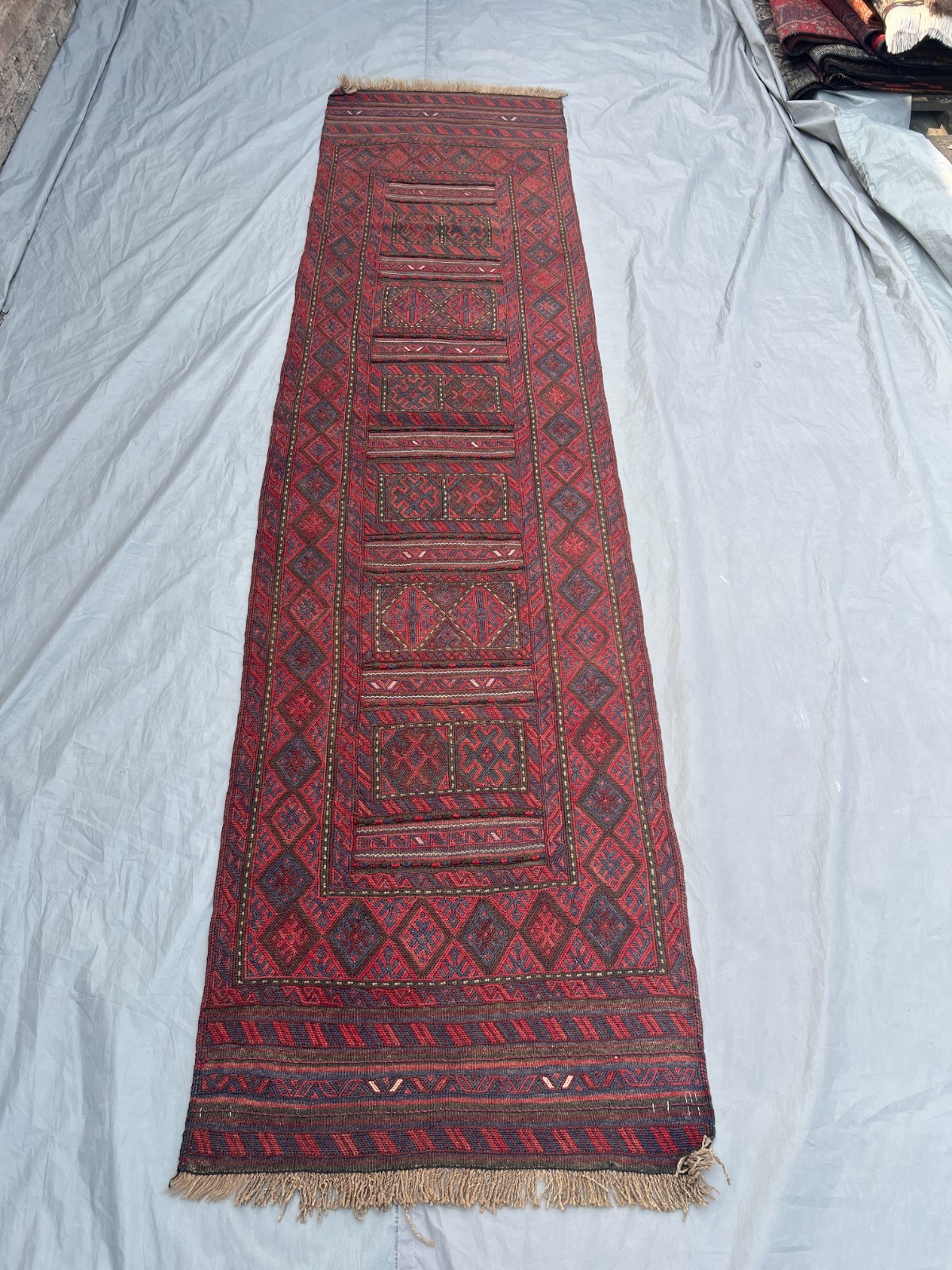 2'5 x 9'4 ft Vintage Afghan Baluchi Flat Weave Runner Rug Handmade Tribal Carpet gallery