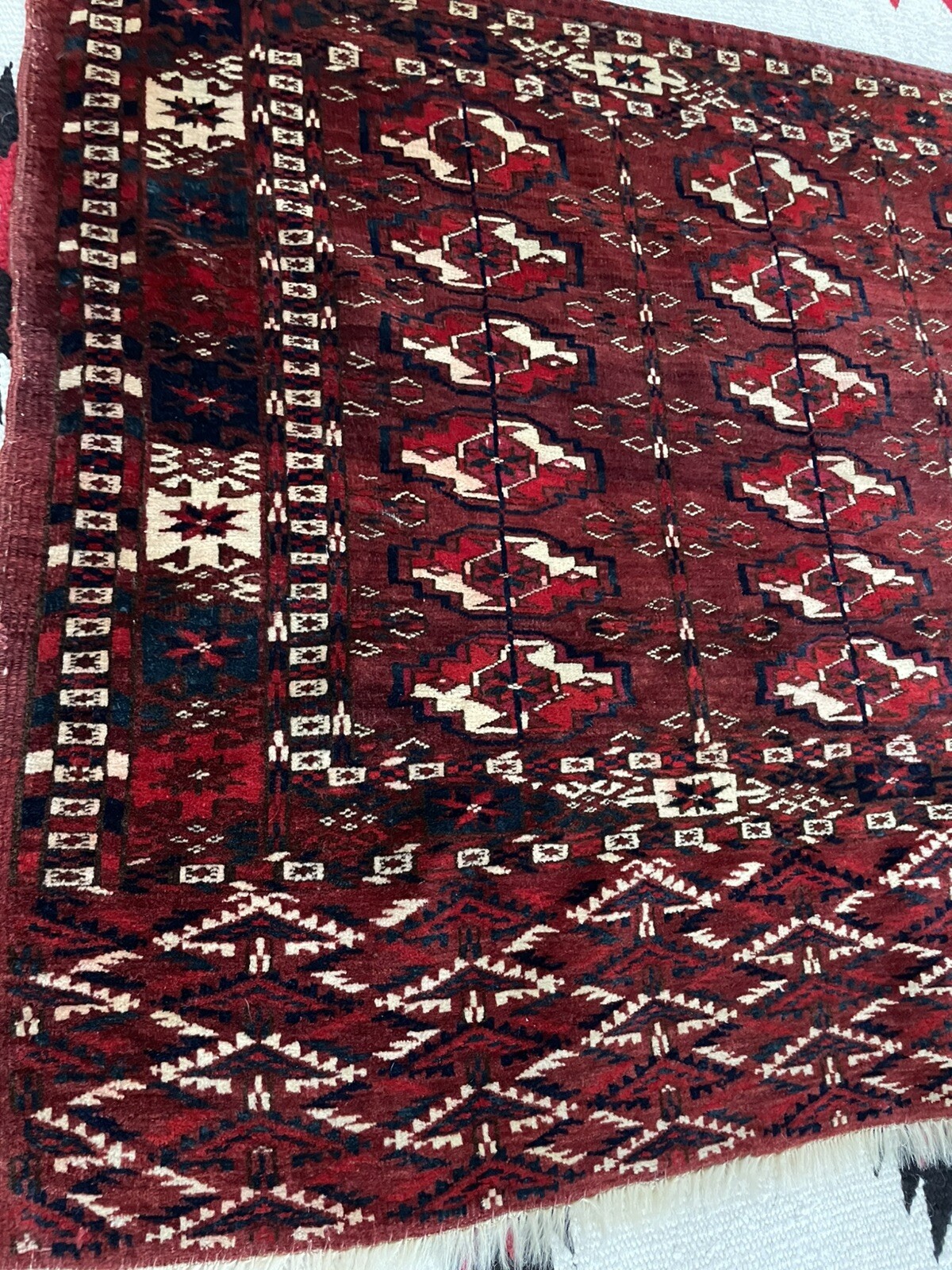 Turkomen Antique Tekke Ensi Rug 19th C. Collector's Item Turkmen 3x4’ RARE gallery