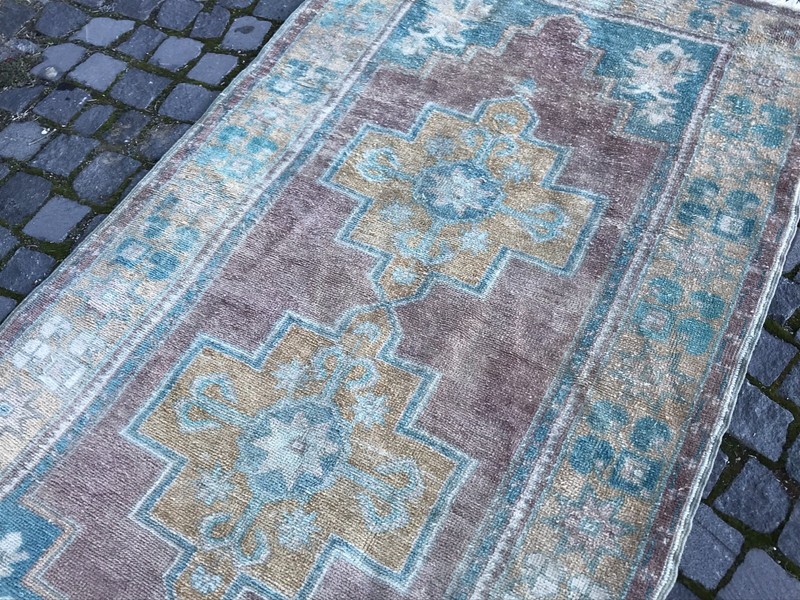 Bohemian Area Rug Handmade Wool Rug Turkish Vintage Traditional Rug Home Decor gallery