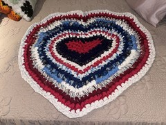 Handmade Cotton Jute Fabric Braided Area Rug Heart Shaped Patriotic NEW