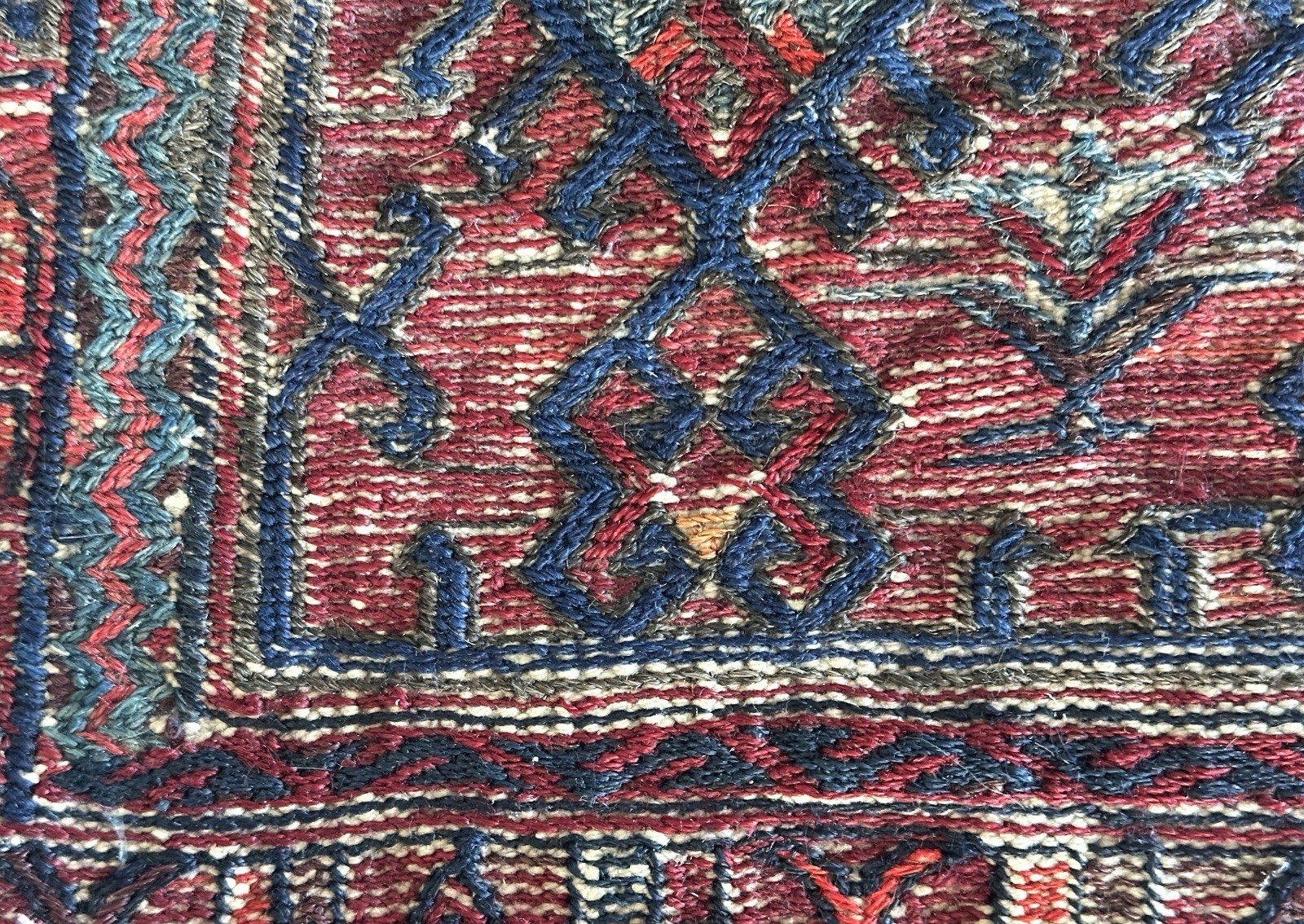 Tribal Saddle Bag red and blue geometric circa 1920 1930s gallery