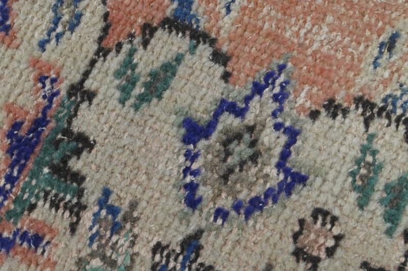 Vintage Turkish Runner Rug 2x7ft Wool Anatolian Handmade Hallway Oushak PEACH gallery