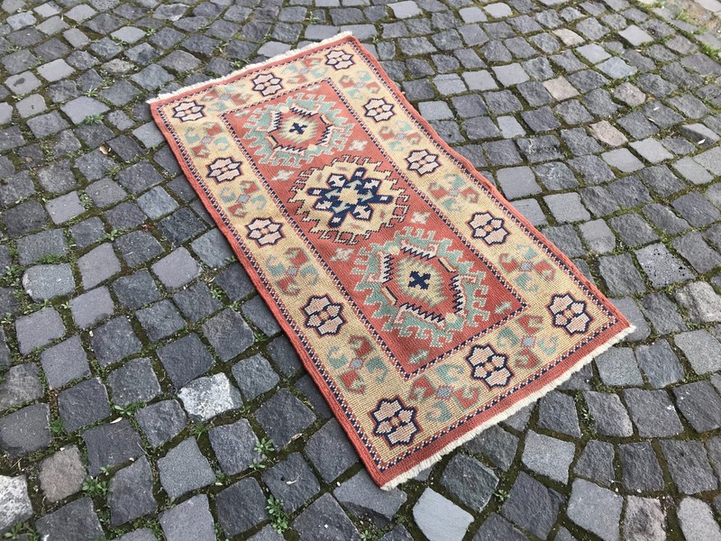 Turkish Antique rug Bohemian Area rug Oushak rug Vintage Rug Handmade Wool rug gallery