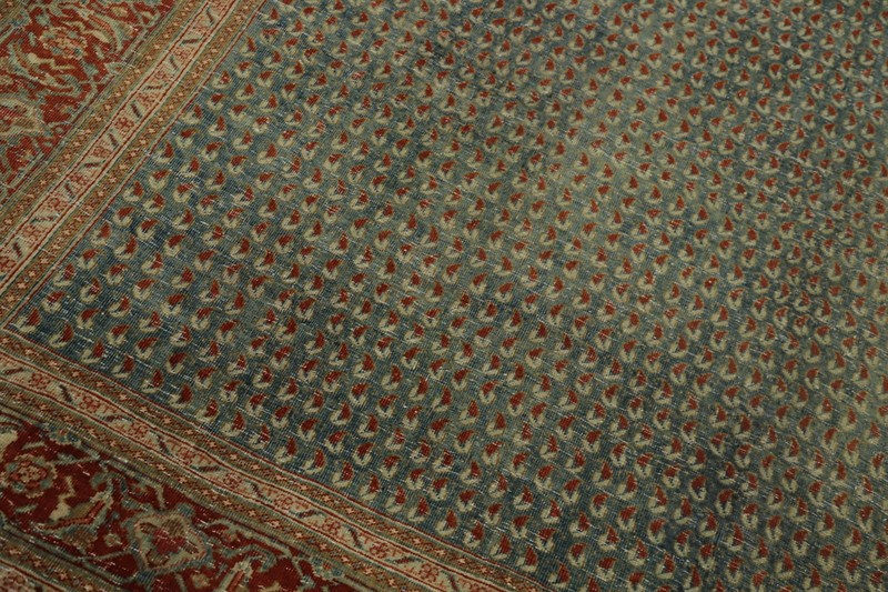 Antique Vegetable Dye Area Rug 9x11 Paisley Blue Wool Hand-made Classic Carpet gallery
