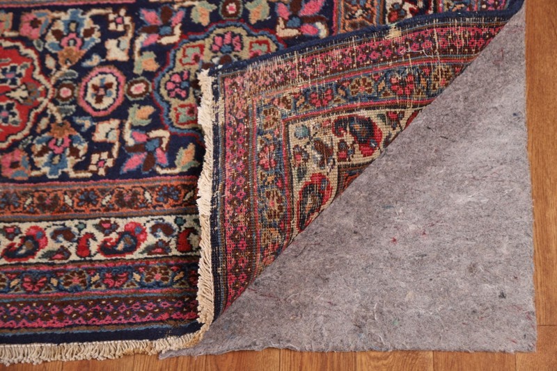 Pre-1900 Navy Blue Antique Rug Palace Size Handmade Floral Classic Carpet 12x19 gallery