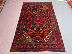 4’5×7’3 Ft Vintage Afghan Floral Handwoven Wool Rug – Traditional Medallion Rug