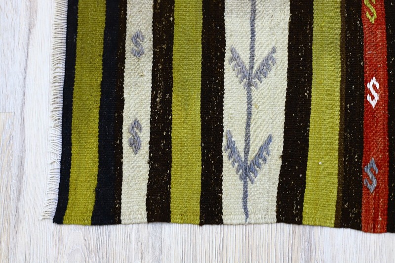 Tribal Scandinavian Wool Kilim Rug Anatolian Vintage Hand Knotted Carpet 3x3 ft gallery