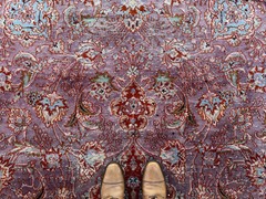 7×10 PURPLE ANTIQUE RUG ORIENTAL HAND-KNOTTED handmade real old worn clean 6×9