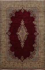 Classic Burgundy Palace Size Rug 12×16 Wool Hand-made Medallion Vintage Carpet