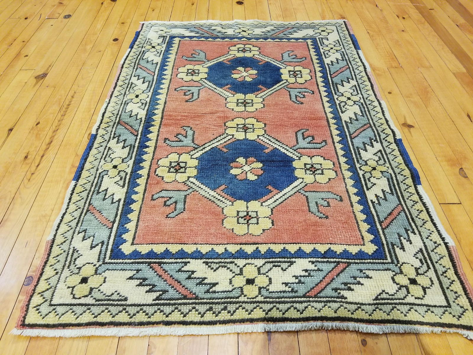 Vintage 1940-1950s Natural Dye Wool Pile Tribal Rug 2'9"×4' gallery