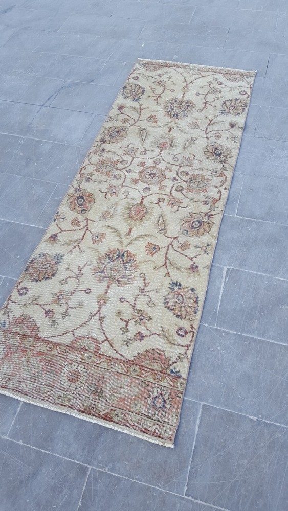 Antique Anatolian Runner Rug Wool Tribal Deformed Handmade Hallway Rug