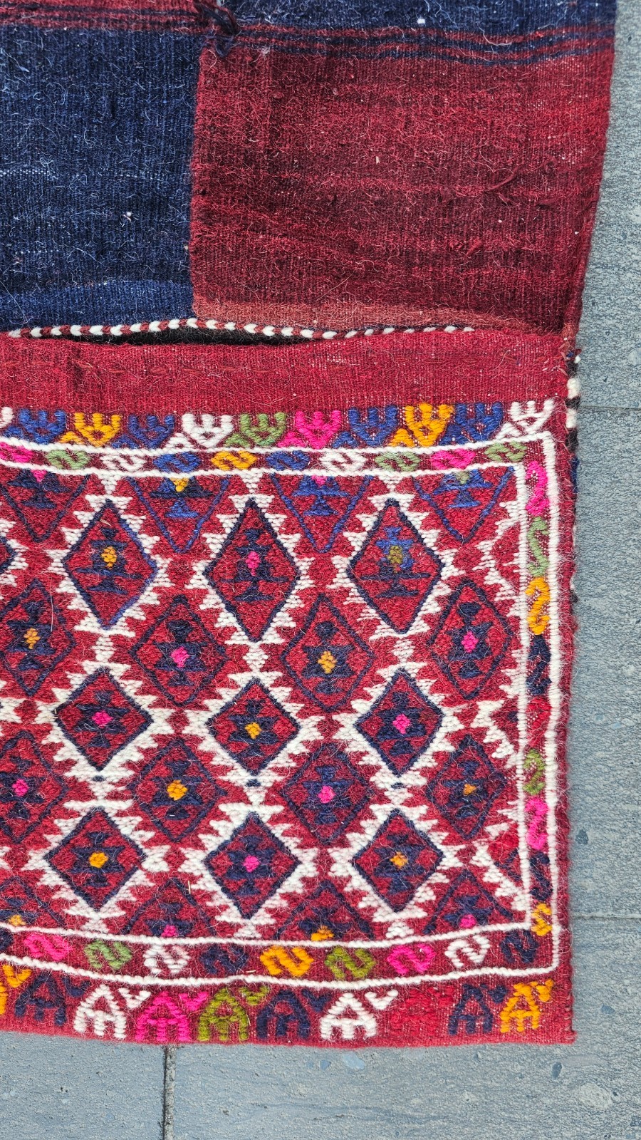 Antique Saddelebag, red carpet, small runner, baho rug, tribal bag, chuval rug gallery