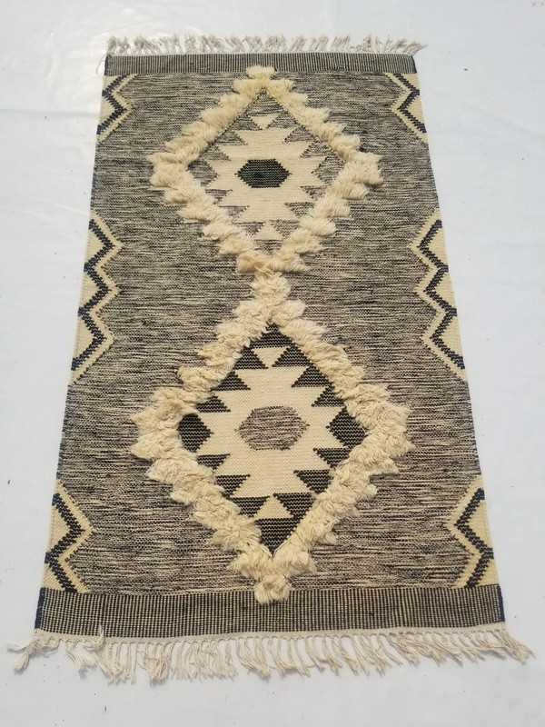 Vintage Traditional Handmade Moroccan-style Durrie Wool Beige Kilim 5.2x3ft gallery