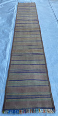 2×10 ft Handwoven Afghan Turkmen Faded Antique Tribal Vintage Runner Wool Kilim