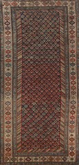 Pre-1900 Antique Vegetable Dye Russian Kazak Oriental Handmade Runner Rug 5×13