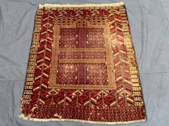 Red Distressed Low Pile Turkish Tribal Rug 4×5 ft Hand Knotted Vintage Carpet
