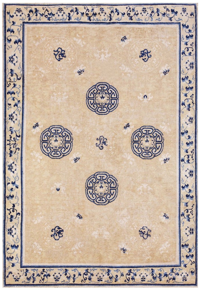 6X9 Antique Chinese Ningxia Wool Area Rug 1750
