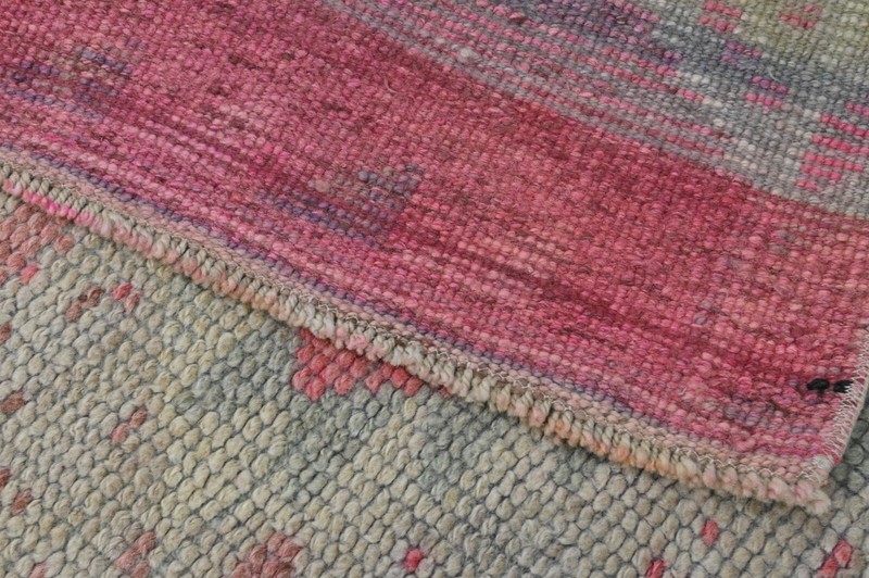 Vintage Turkish Runner Rug 2x12ft PINK Handmade Anatolian Oushak Hallway Wool gallery