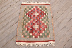 Turkish Kilim Rug 23”x33” Handwoven 1×2 Sivas Cicim Kilim 60x85cm Jajim Rug