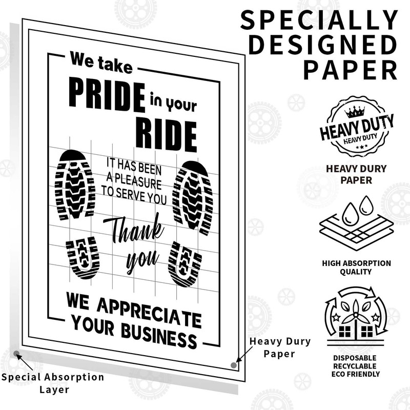 100Pcs Disposable White Kraft Paper Car Floor Mats 20"x16" Waterproof Auto Foot gallery