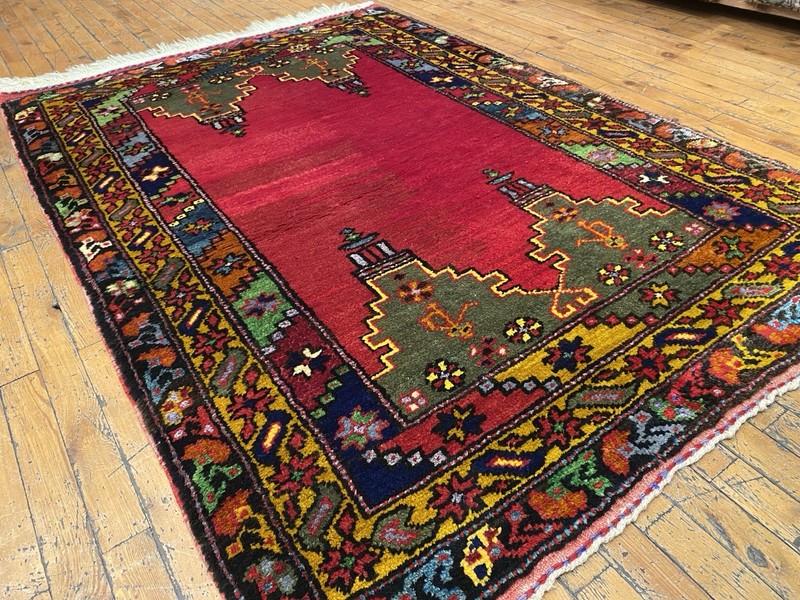 Antique 1900-1939s Exclusive Turkish Wool Pile Carpet 3’8”x5’4” gallery