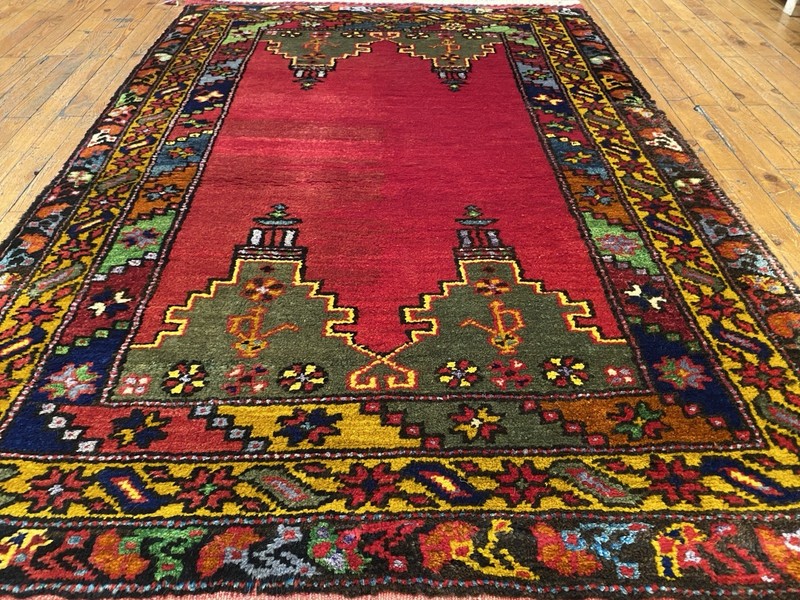 Antique 1900-1939s Exclusive Turkish Wool Pile Carpet 3’8”x5’4” gallery