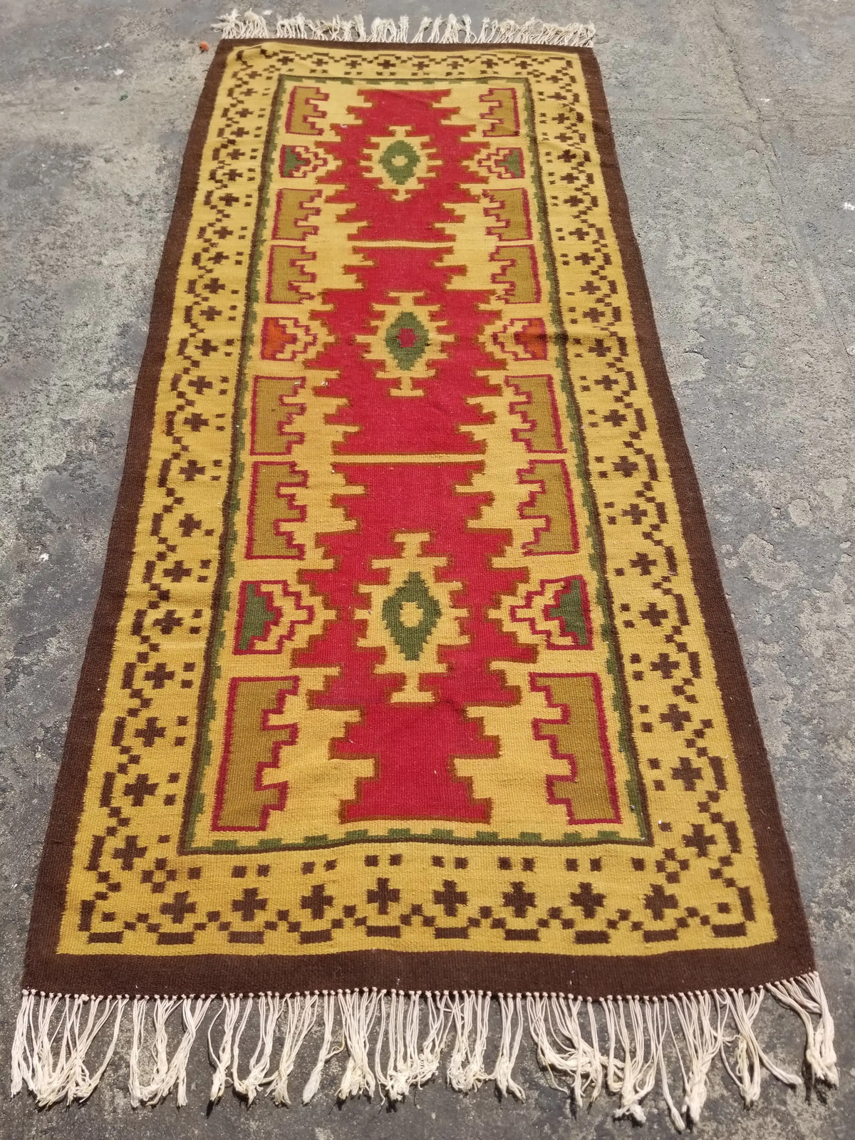 Vintage Traditional Handmade Tribal Oriental Wool Multicolor Kilim 6.4x2.8 ft gallery