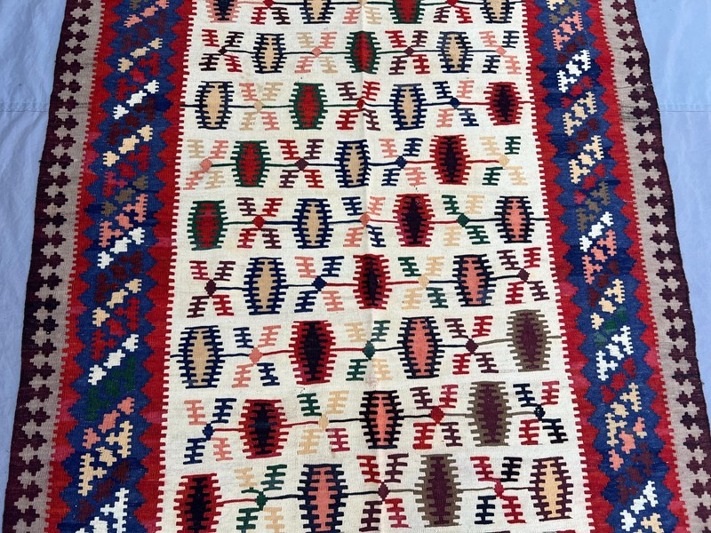 10 X 5 FT COLLECTORS’ ITEM Vintage Kazak Natural Vegetable Dye Kilim gallery
