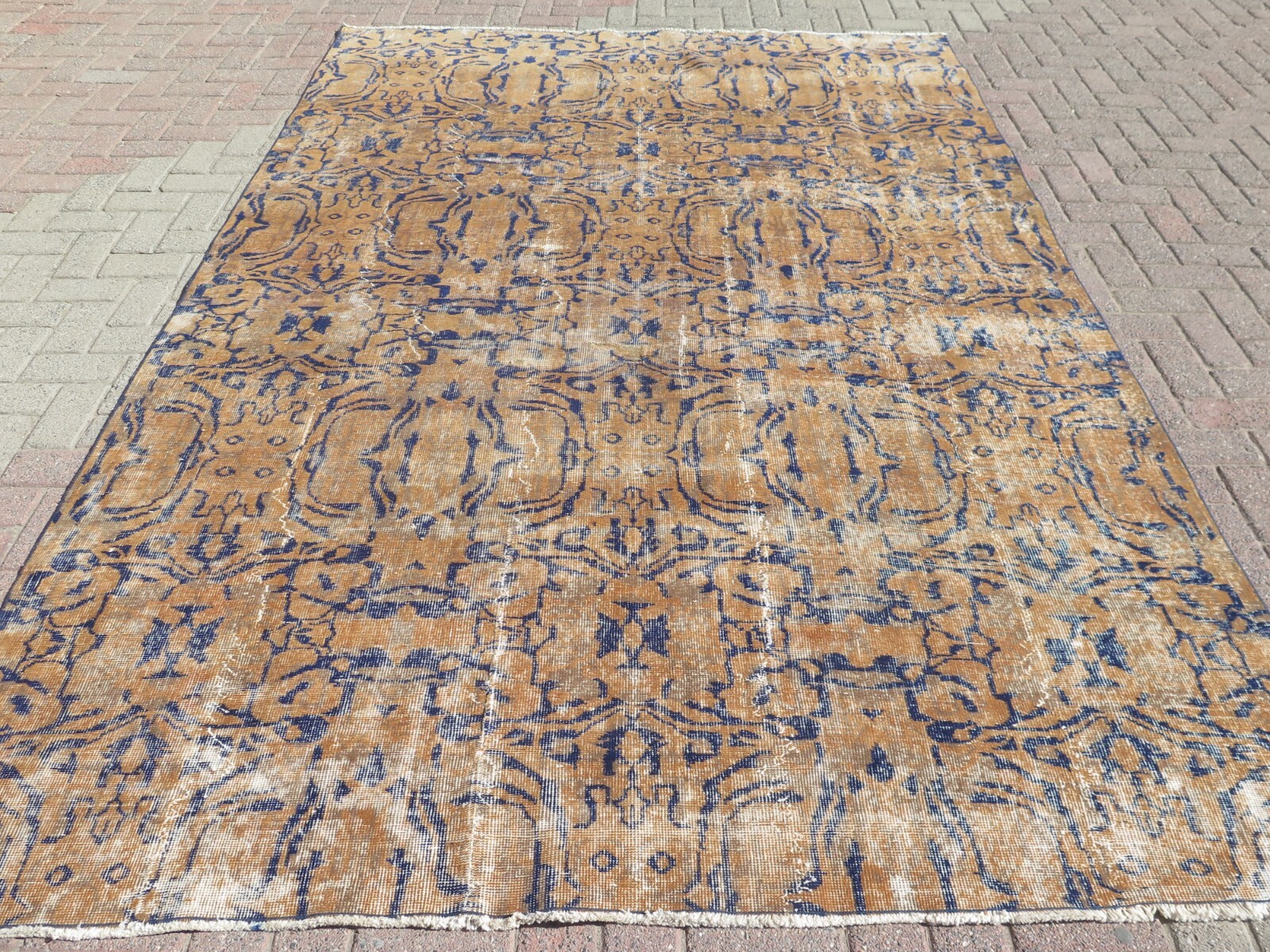 Handmade Floor Rug, Wool Rugs, Large Carpet, Vintage Turkish Area Rug 80"X118" gallery