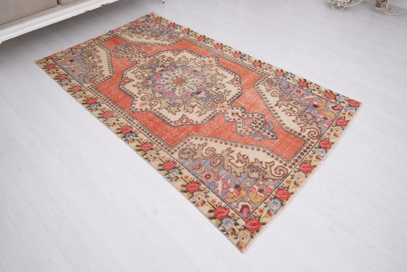 Soft Turkish Area Rug Vintage Rug Oushak Rug 4x7 Neutral Rug Anatolian Rug 188 gallery