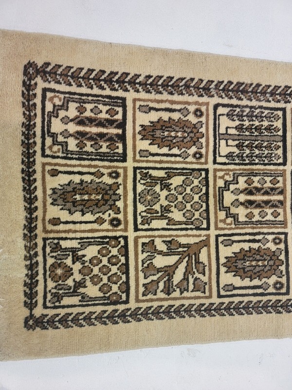 Antique Oriental Hand-Knotted Wool Runner Designer Beige/Brown 2'5" x 10'7" gallery
