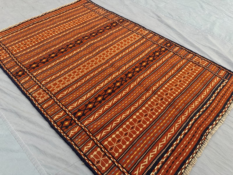 3'4 x 4'11 ft Vintage Afghan Sumak Kilim Rug Handwoven Tribal Wool Area Carpet gallery
