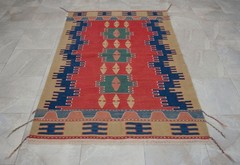 4×6 ft Rug OUSHAK RUG Hand Woven Vintage Turkish Kilim Rug Natural Wool Area Rug