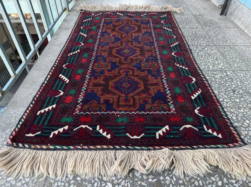 Antique Afghan Hand Knotted 3x5 Ft Wool Rug Traditional Turkmen Oriental Carpet gallery