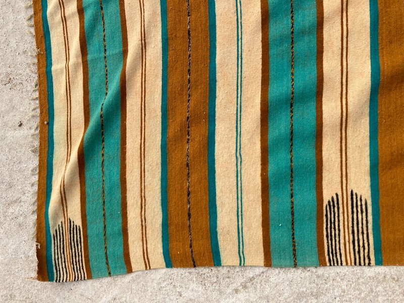 Vintage Handmade Traditional Mexican Striped Kilim Floor Rug Carpet 330x187 cm gallery
