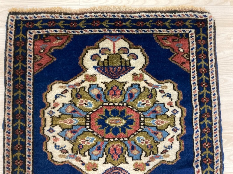 Blue rug, Square rug, Turkish rug, Vintage rug, Wool rug, Doormat, 1.9 x 1.9 ft gallery