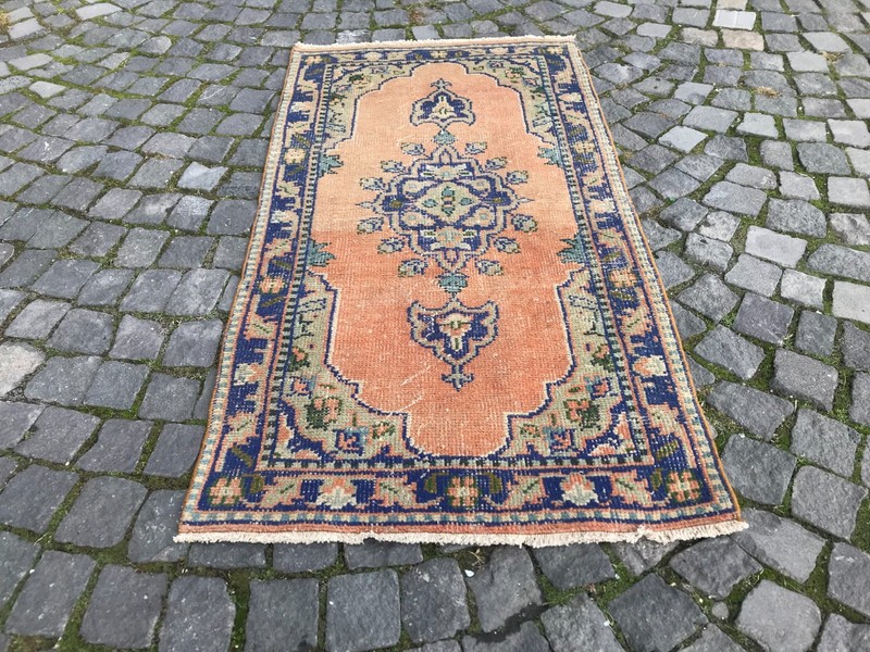 Bohemian Area Rug Handmade Wool Rug Turkish Vintage Traditional Rug 2,6 x 4,9 ft gallery
