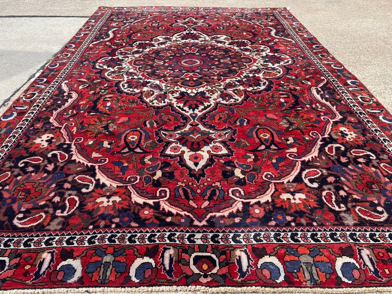 VINTAGE ORIENTAL RUG 7x10 WOOL HAND-KNOTTED handmade ANTIQUE colorful 6x10 heriz gallery