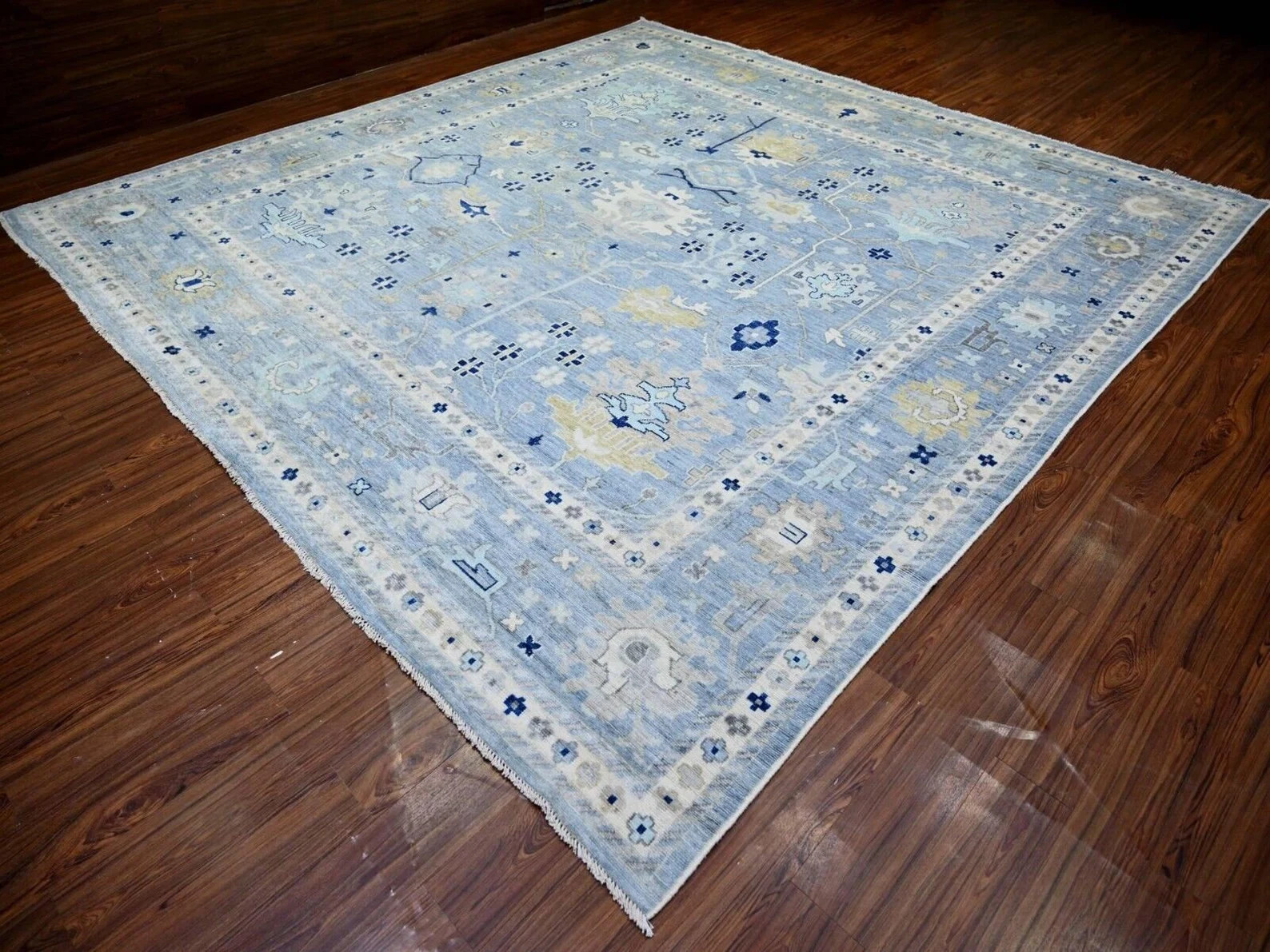 12'x12' Air Force Blue,Angora Pile Hand Knotted, Natural Dye Oushak Rug gallery