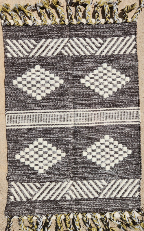 2'x3' KURDISH TRIBAL NOMADIC KELIM RUG REVERSIBLE HAND-WOVEN VINTAGE WOOL gallery